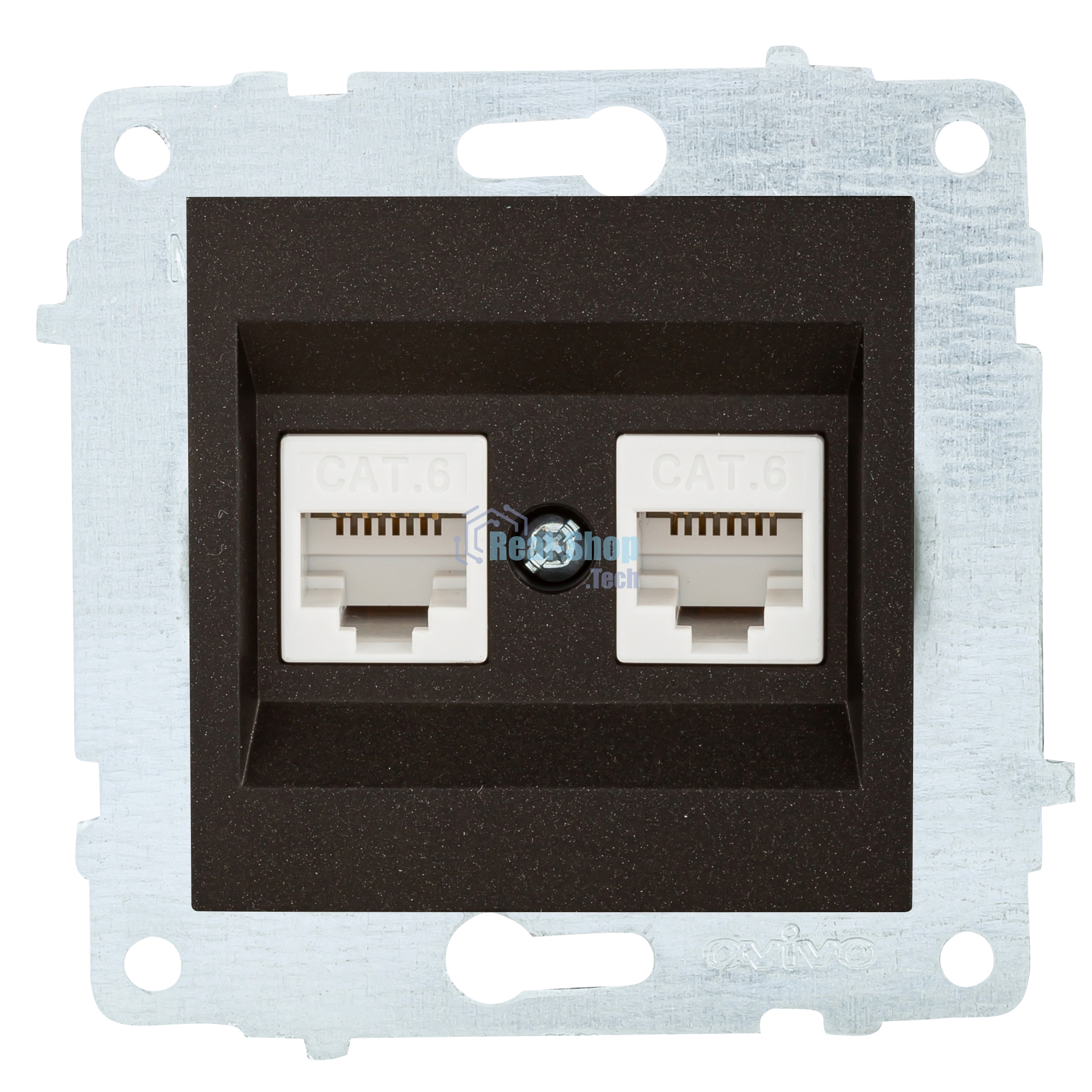 Ovivo Механизм роз. комп. 2-местн. (RJ45 CAT6), черный металлик, 600-000317-230