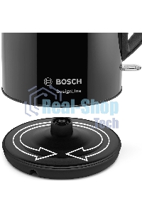 Чайник электрический Bosch TWK3P423 1.7л. 2400Вт черный (корпус: нержавеющая сталь)
