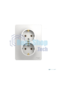 Розетка 2-м СП Glossa с заземл. в сборе бел. SchE GSL000124
