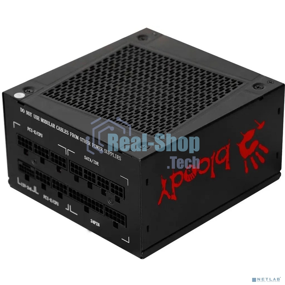 Блок питания Bloody BD-PS1000G, 1000Вт, 80 PLUS Gold, 140мм, модульный, черный