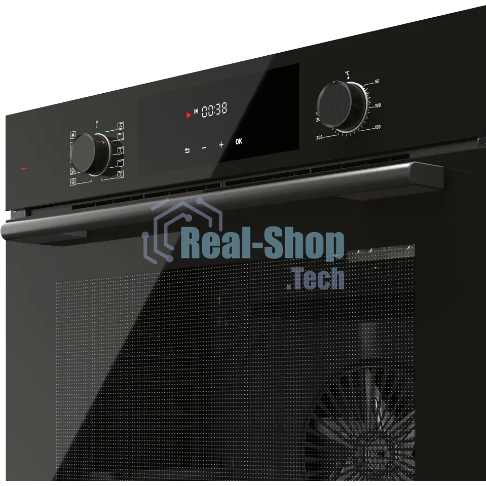 Встраиваемый духовой шкаф Kuppersberg HF 609 B, High-Tech, объем 80 л, 10 режимов работы, телескопические направляющие, цифровой таймер, 2 стекла в дверце, утапливаемые переключатели, энергоэффективность А, черный