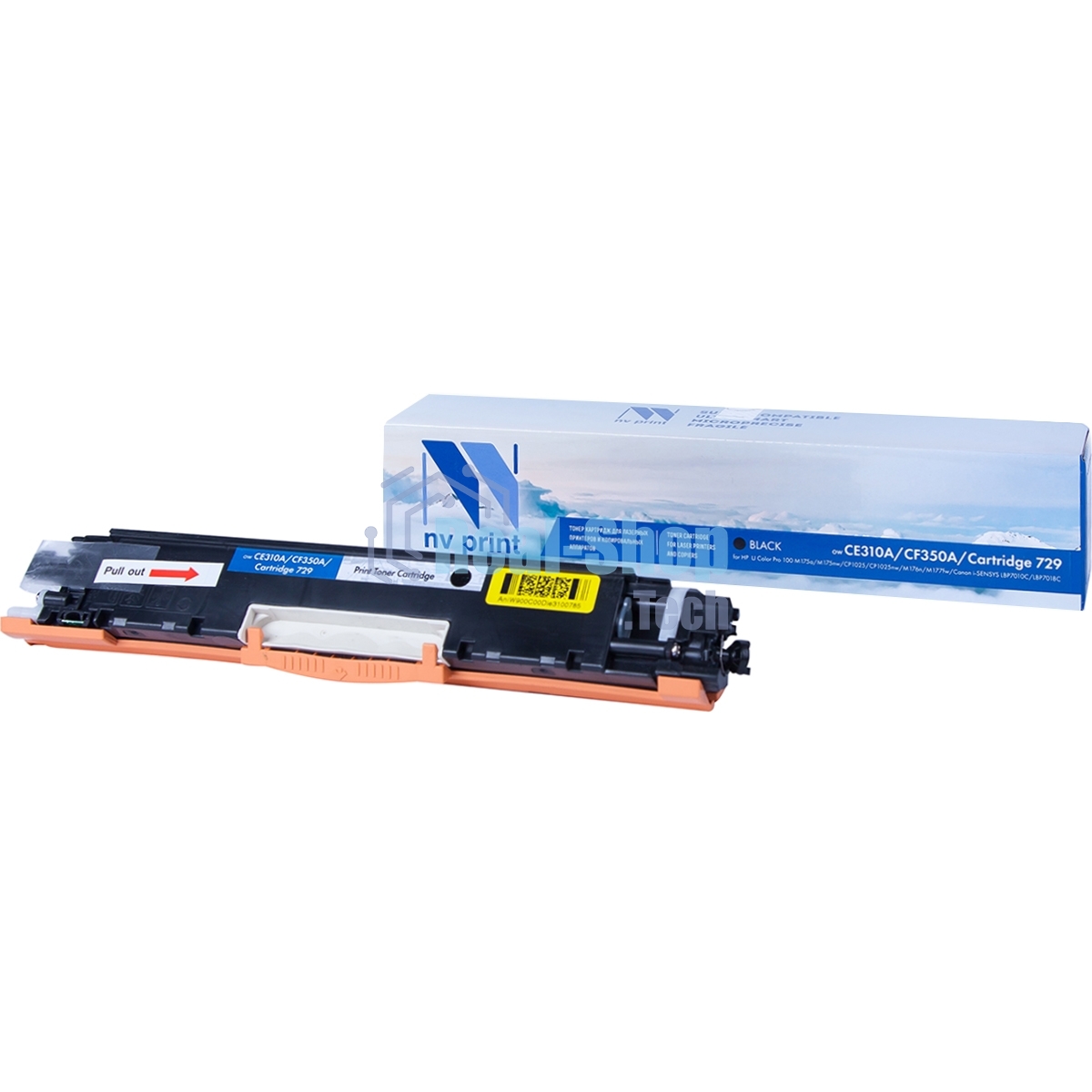 Картридж лазерный NVPrint совместимый HP CE310A/CF350A/Canon 729 черный для LaserJet Color Pro 100 M175a/M175nw/CP1025/CP1025nw/M176n/M177fw/Canon i-SENSYS LBP7010C/LBP7018С (1300k)