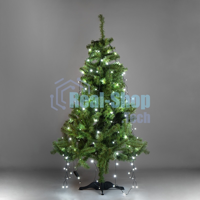 Елочная гирлянда с кольцом, 7 нитей по 1,5 метра, цвет диодов белый, не соединяется