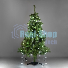 Елочная гирлянда с кольцом, 7 нитей по 1,5 метра, цвет диодов белый, не соединяется