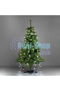 Елочная гирлянда с кольцом, 7 нитей по 1,5 метра, цвет диодов белый, не соединяется