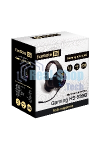 Гарнитура проводная полноразмерная игровая с микрофоном (гарнитура) ExeGate Gaming HS-520G (USB, 2x3.5мм, динамик 40мм, 20-20000Гц, длина кабеля 2.5м, регулировка громкости, RGb подсветка)