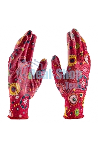 Перчатки садовые Palisad из полиэстера с нитрильным обливом, красные, S