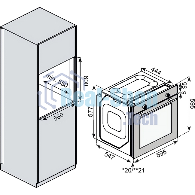 Встраиваемый духовой шкаф Kuppersberg HF 609 B, High-Tech, объем 80 л, 10 режимов работы, телескопические направляющие, цифровой таймер, 2 стекла в дверце, утапливаемые переключатели, энергоэффективность А, черный