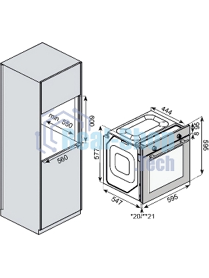 Встраиваемый духовой шкаф Kuppersberg HF 609 B, High-Tech, объем 80 л, 10 режимов работы, телескопические направляющие, цифровой таймер, 2 стекла в дверце, утапливаемые переключатели, энергоэффективность А, черный