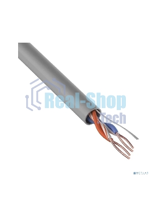 Кабель витая пара Rexant U/UTP, cat.5e, PVC, 2PR, 24AWG, INDOOR, SOLID, серый, 305м