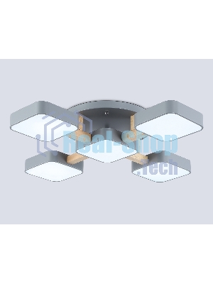 Светильник Ambrella light FL4882/5 GR/WD серый/дерево 90W 3000-6000K 675*675*110 (без ПДУ)