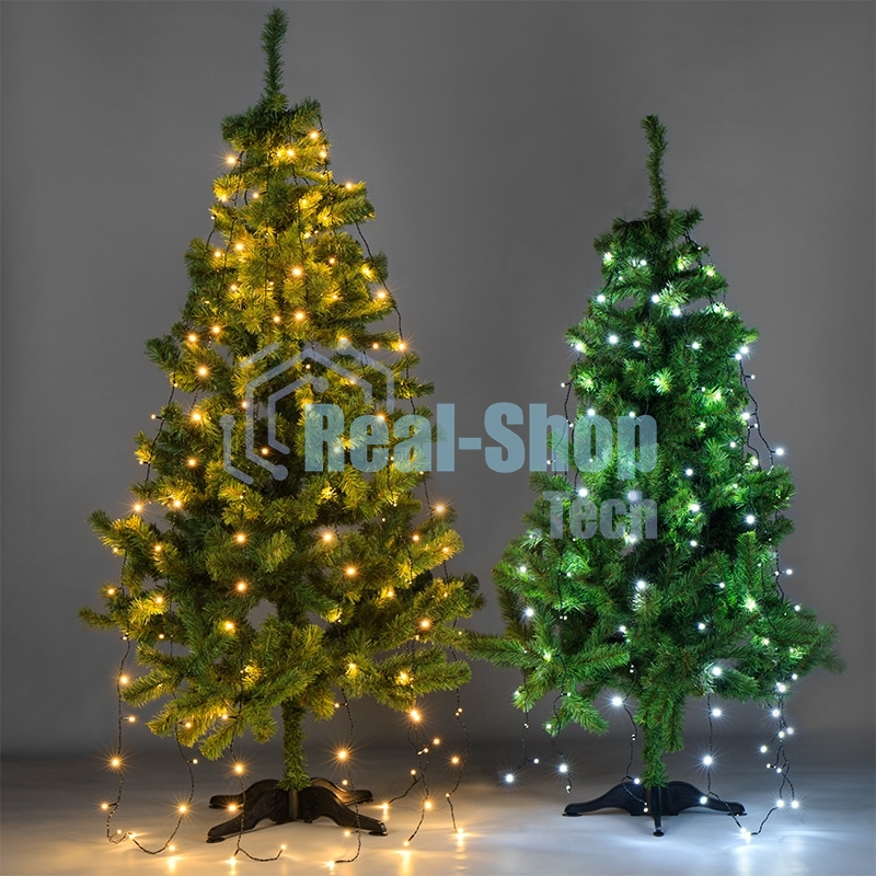 Елочная гирлянда с кольцом, 7 нитей по 1,5 метра, цвет диодов белый, не соединяется