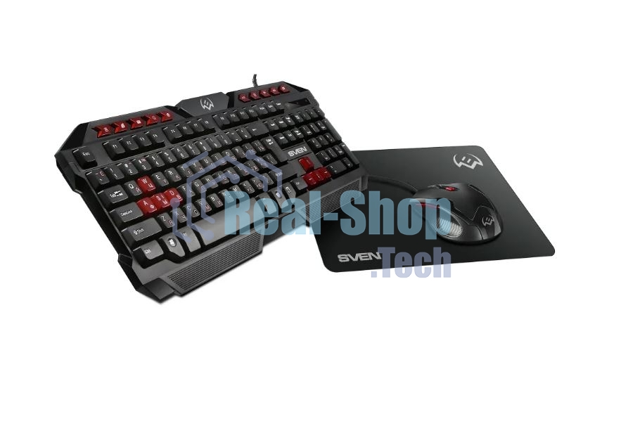 Комплект клавиатура + мышь SVEN GS-9200 игровые клавиатура, мышь и коврик