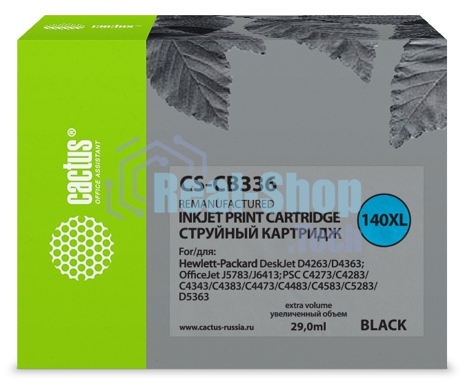 Картридж струйный Cactus CS-CB336 №140XL черный (29 мл.) для HP DJ D4263/D4363/DJ J5783/J6413/PSC C4273/C4283/C4343/C4383/C4473/C4483/C4583/C5283/D5363
