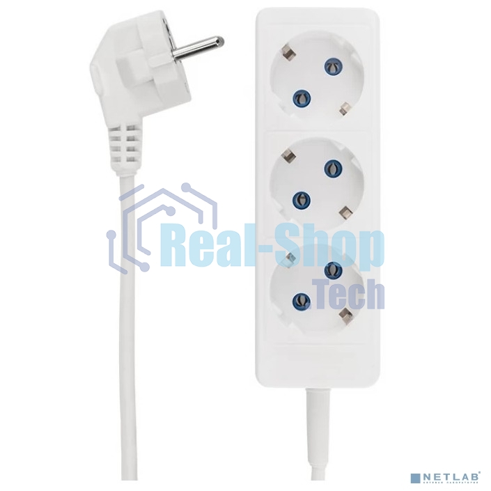 Удлинитель Rexant STANDARD 3 гнезда, 1,5 м, 2х1,0 мм², б/з, белый