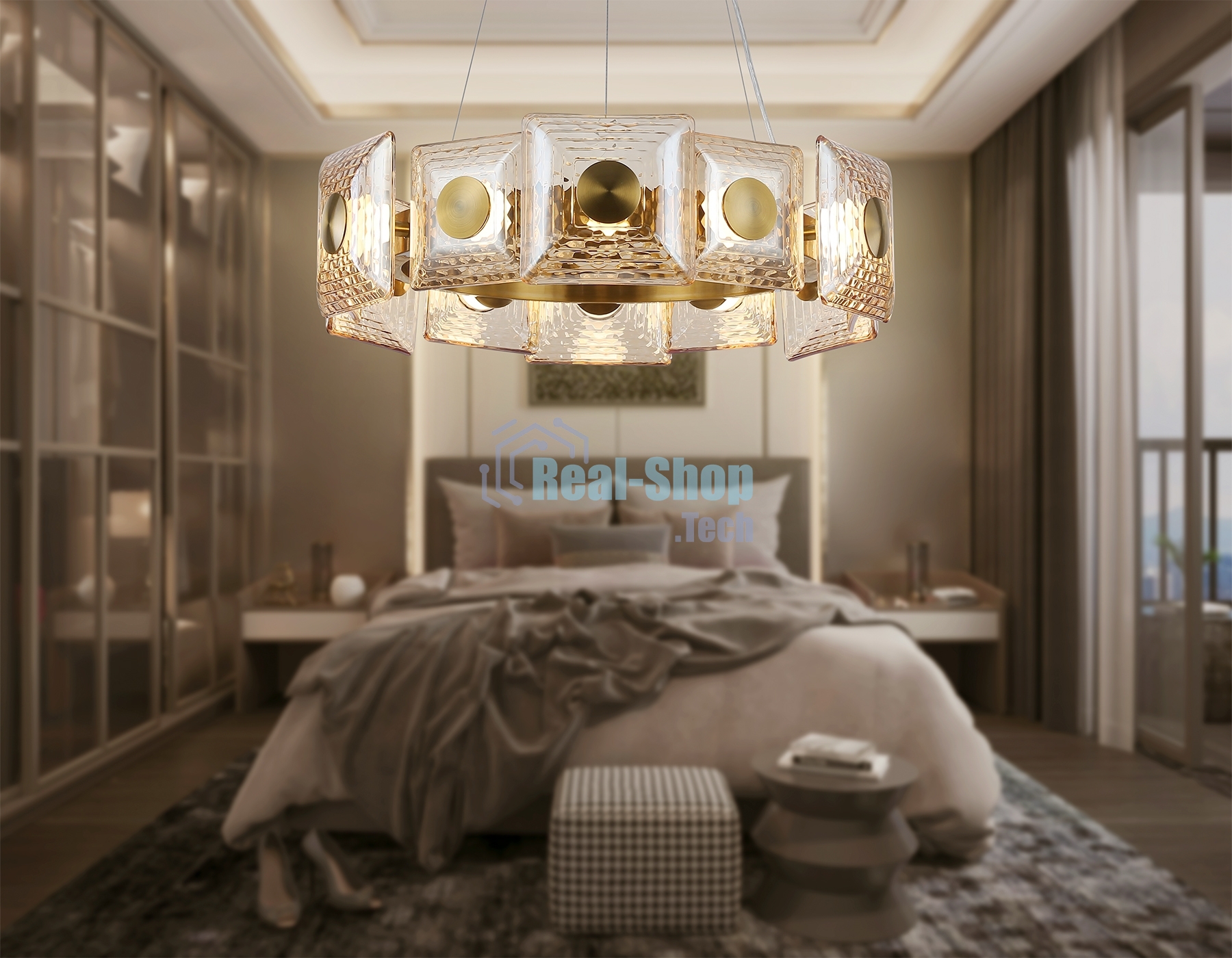 Светильник Ambrella light LH31021 BS/TI латунь/янтарь 56W 3000K D570*150