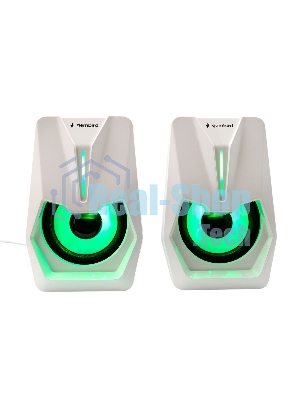 Акустическая система 2.0 Gembird SPK-303-W, 6Вт, пластик, рег.громкости, LED подсветка, белый