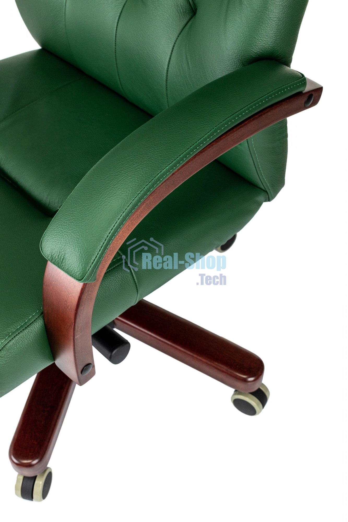 Кресло Бюрократ T-9928Walnut зеленый, кожа