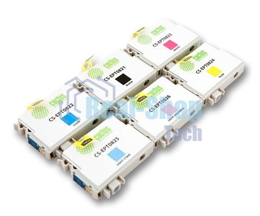 Картридж струйный Cactus CS-EPT0827 черный/голубой/пурпурный/желтый/светло-голубой/светло-пурпурный (82.8 мл) для Epson Stylus Photo R270/290/RX590