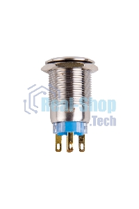 Кнопка антивандальная Rexant Ø19 250В Фикс (5с) ON-OFF/OFF-ON подсв/зеленая