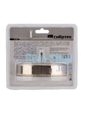 Сверло по керамической плитке и стеклу Сибртех, 120 х 55 мм, 6 гр.хв-к, с центр. сверлом