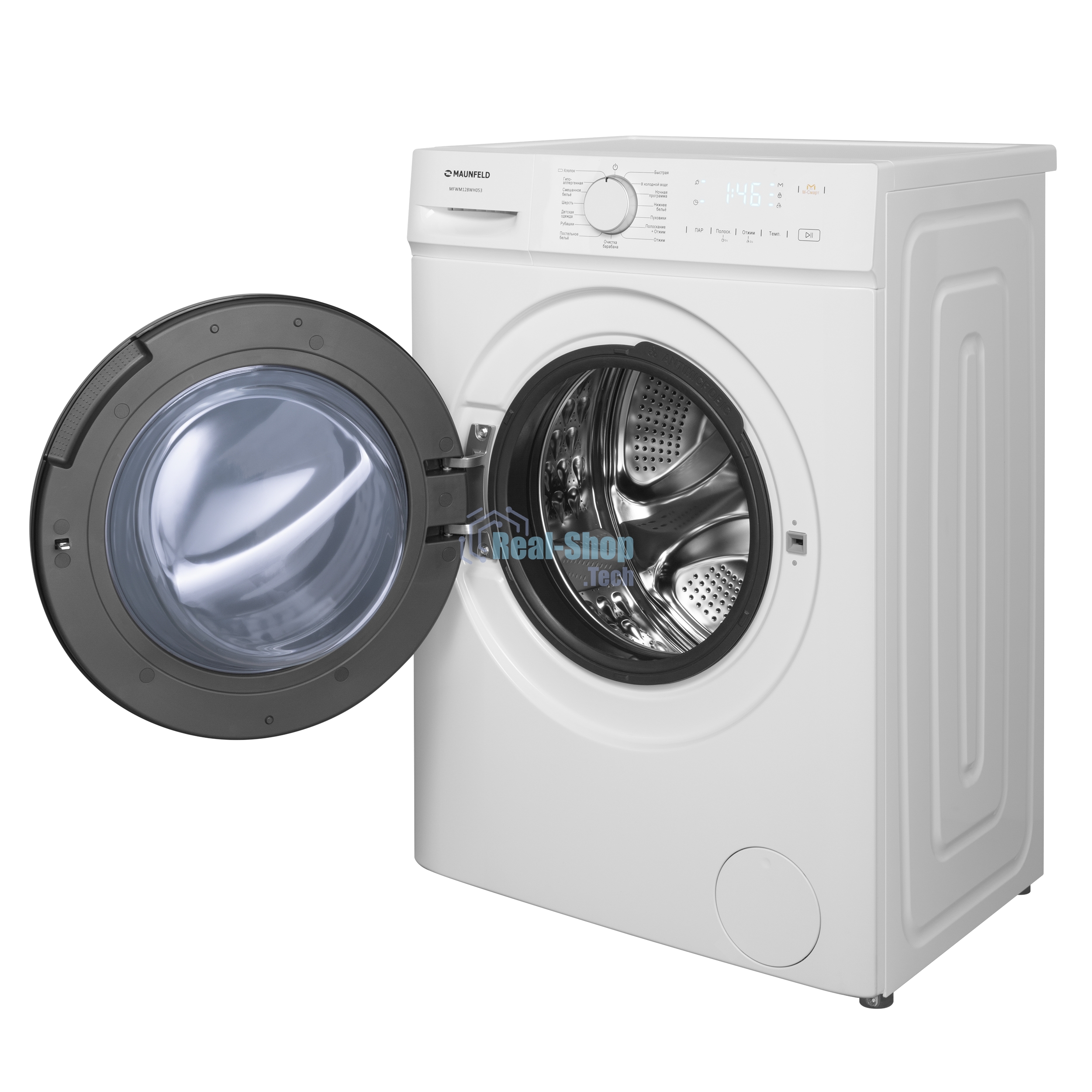 Стиральная машина Maunfeld MFWM128WH053 белая, загрузка фронтальная 7.5кг, 1200 об/мин., класс: A+++