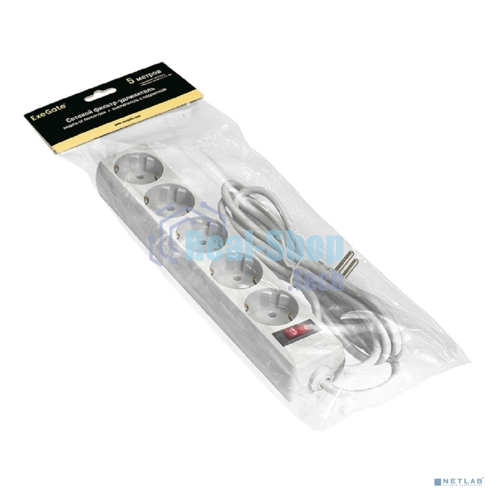 Сетевой фильтр ExeGate EX221190RUS SP-5-5W (5 розеток, 5 м, евровилка, белый)