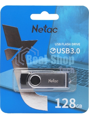Флешка USB Netac U505 (NT03U505N-128G-30BK), 128Gb, USB 3.0, R/W 110/45, черный/серебристый