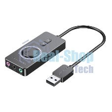 Внешняя звуковая карта Vention USB c регулятором громкости Черная