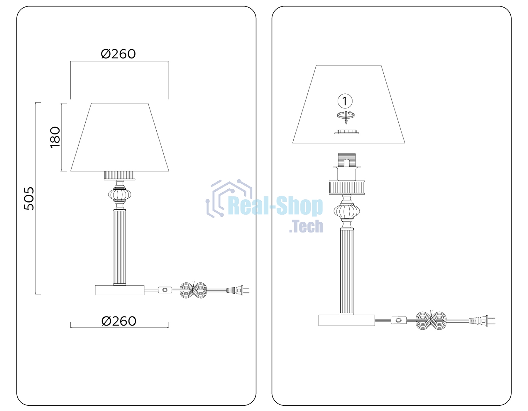 Светильник Ambrella light LH71007 BN/WH никель/белый E14 max 40W D260*505