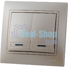 Выключатель LEZARD 701-3030-112 серия скр. проводки Мира двойной подсветка жемчужно-белый перламутр