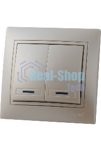 Выключатель LEZARD 701-3030-112 серия скр. проводки Мира двойной подсветка жемчужно-белый перламутр