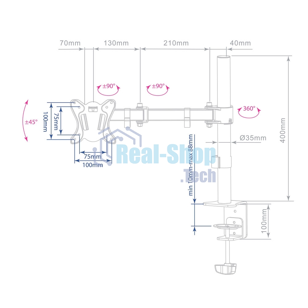 Кронштейн для мониторов Arm Media LCD-T11 черный 15