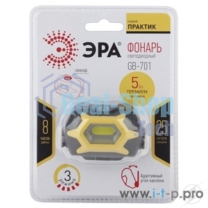 Фонарь ЭРА GB-701 5W COB налобный 3xAAA сенсор