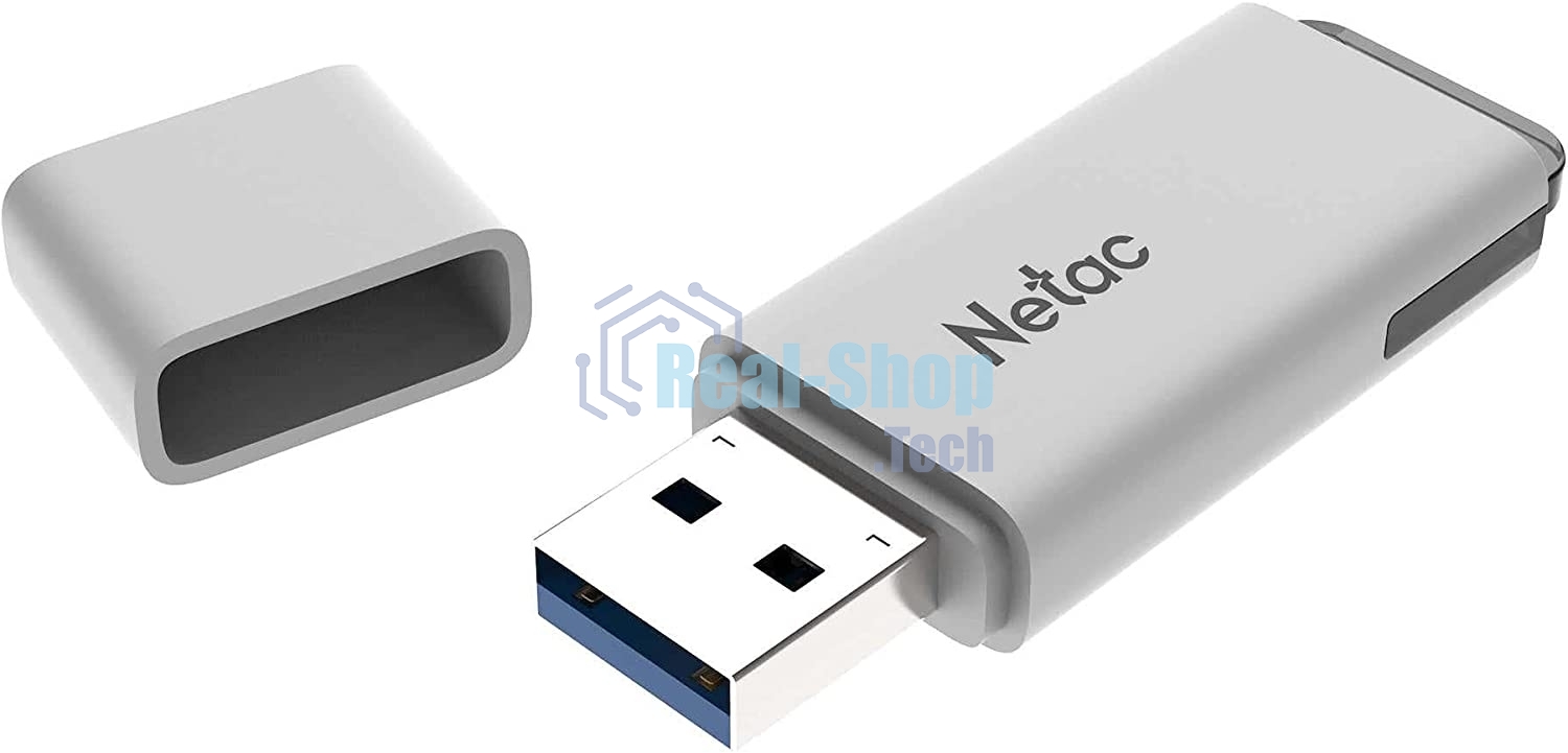 Флешка USB Netac U185 8Gb NT03U185N-008G-20WH, USB 2.0, с колпачком, пластиковая белая