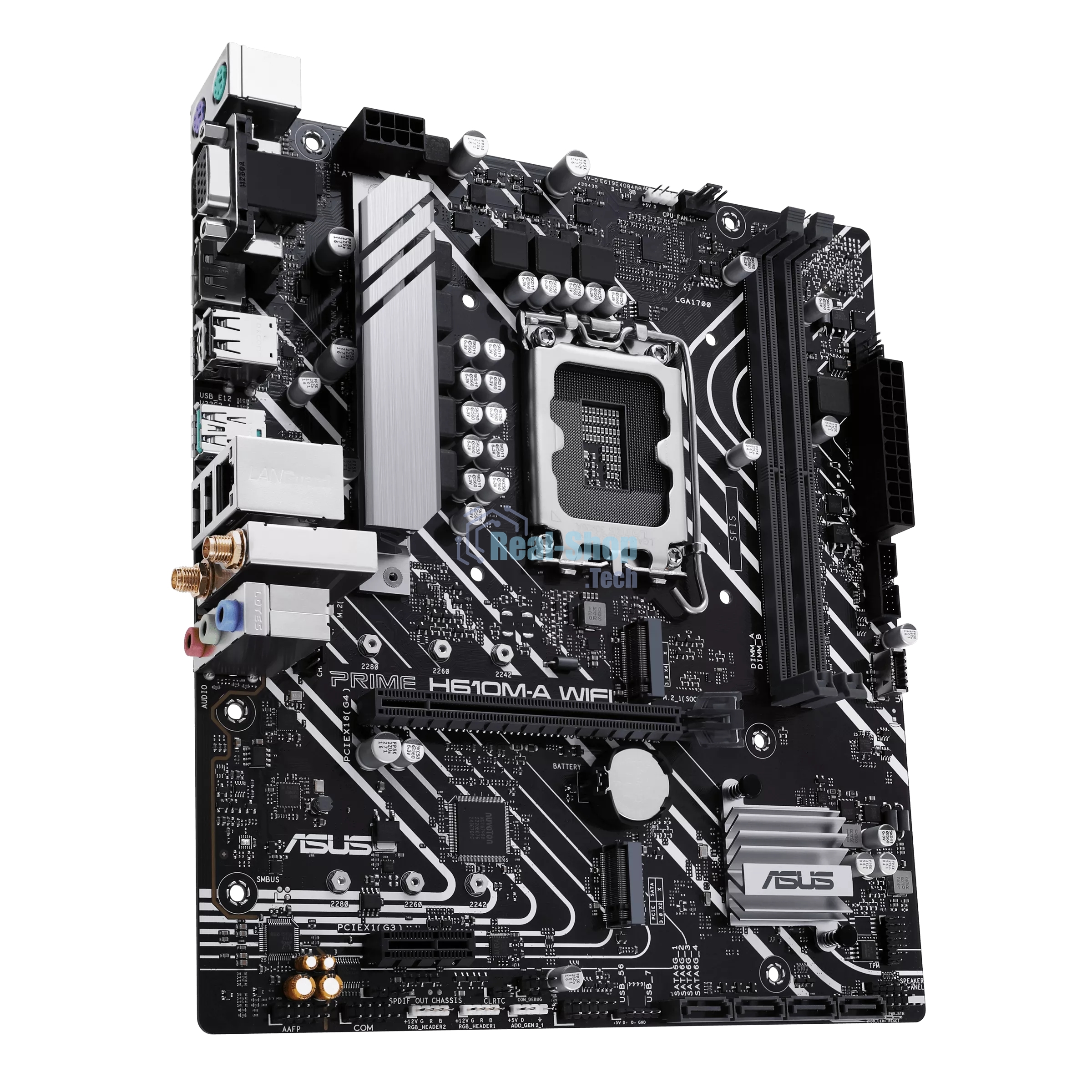 Материнская плата ASUS PRIME H610M-A WIFI, LGA 1700, Intel H610, 2xDDR5, 4xSATA, 2xM.2, 1xPCIe 4.0 x16, 1xDP, 1xHDMI, 1xVGA, 1x1Gb LAN, 1xUSB 3.2 Gen 2, 4xUSB 2.0, 3x3.5 мм, 7.1, mATX