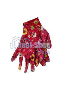 Перчатки садовые Palisad из полиэстера с нитрильным обливом, красные, S