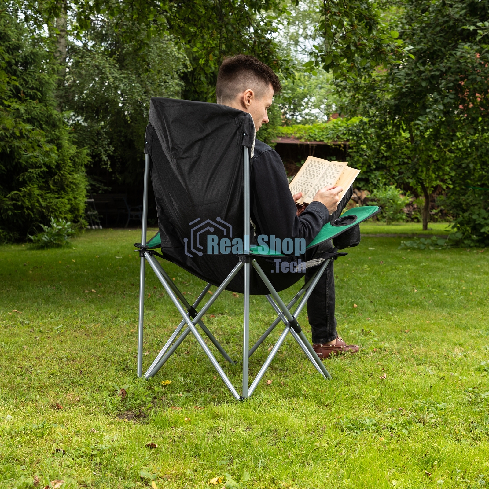 Кресло складное с подлокотниками и подстаканником 60x60x110/92 см, Camping Palisad