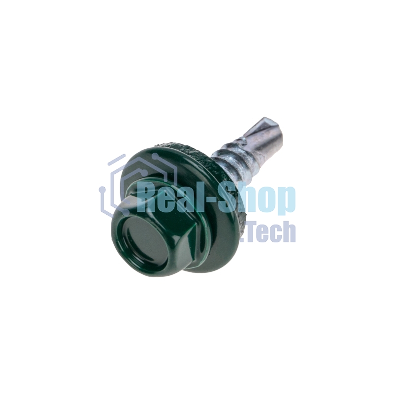 Саморез кровельный Kranz 4,8х19мм, окрашенный RAL 6005, короб (250 шт/уп)