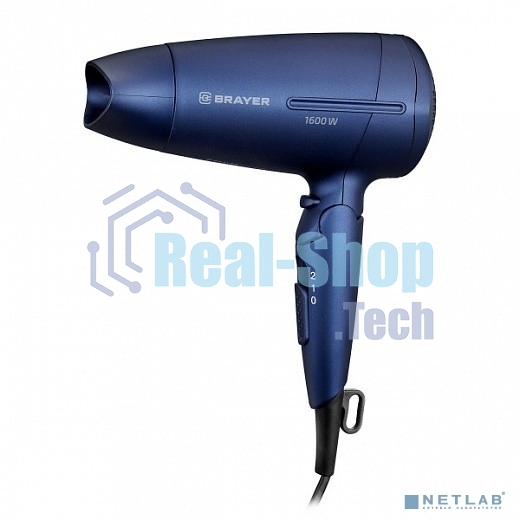 Фен BRAYER BR3020 синий, 1600 Вт, компактный