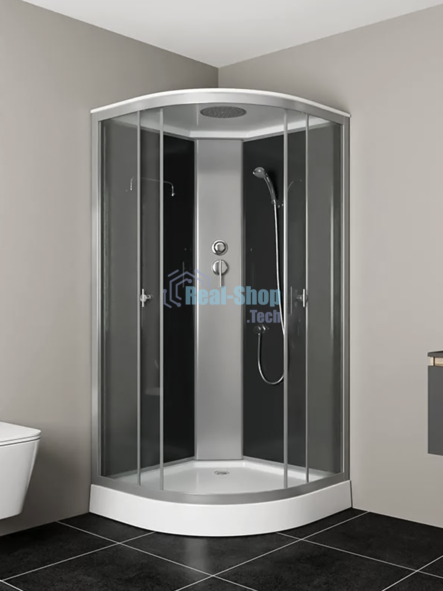 Душевая кабина BAU Dream Hit Black 100x100х215, прозрачное закаленное стекло, черная