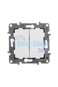 Переключатель 2-клавишный, 10AX, бел. ETIKA 