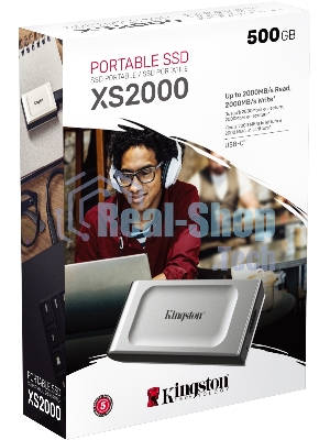 Внешний SSD Kingston XS2000, 2TB, USB 3.2 Gen 2x2 Type-C, R/W 2000/2000, серебристый
