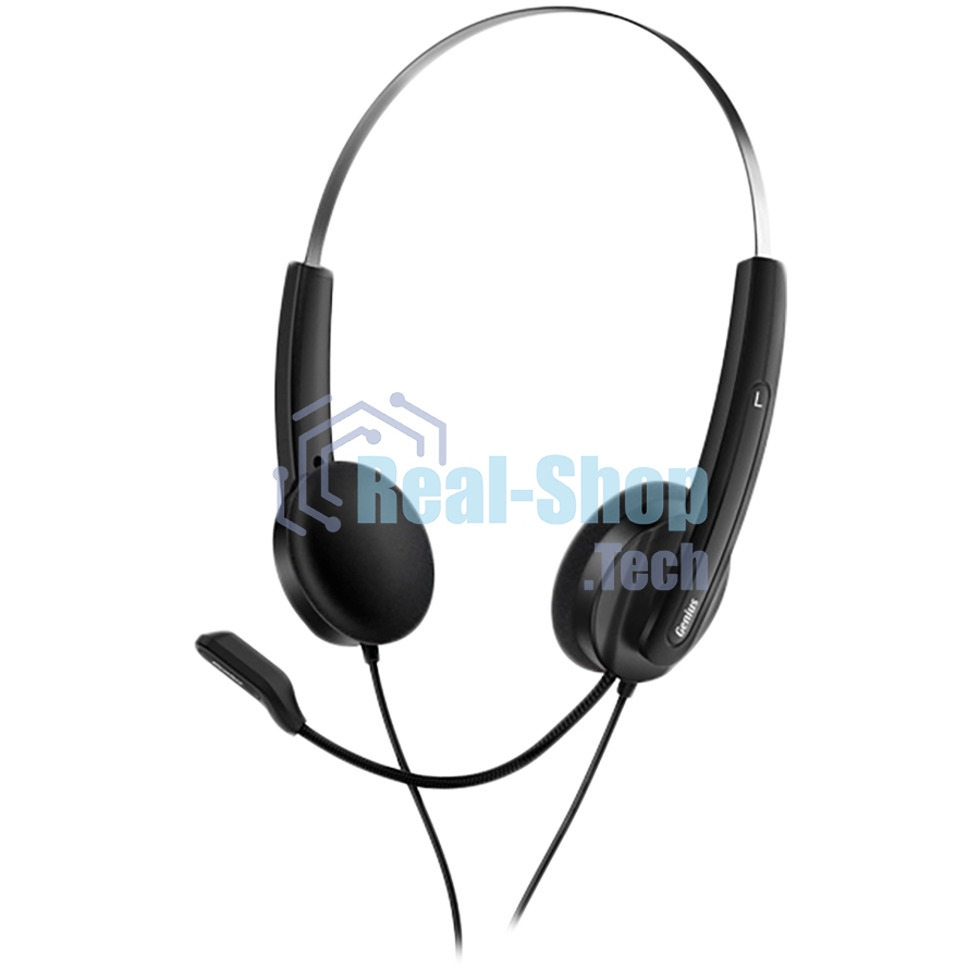 Гарнитура проводная Genius HS-220U, регулируемое оголовье, мягкие удобные амбушюры, выносной микрофон с шумоподавлением, пульт управления