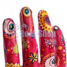 Перчатки садовые Palisad из полиэстера с нитрильным обливом, красные, S