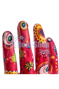 Перчатки садовые Palisad из полиэстера с нитрильным обливом, красные, S