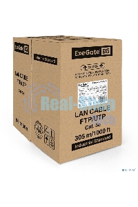 Кабель UTP 4 пары кат.5e Exegate медь, 305м pullbox, серый