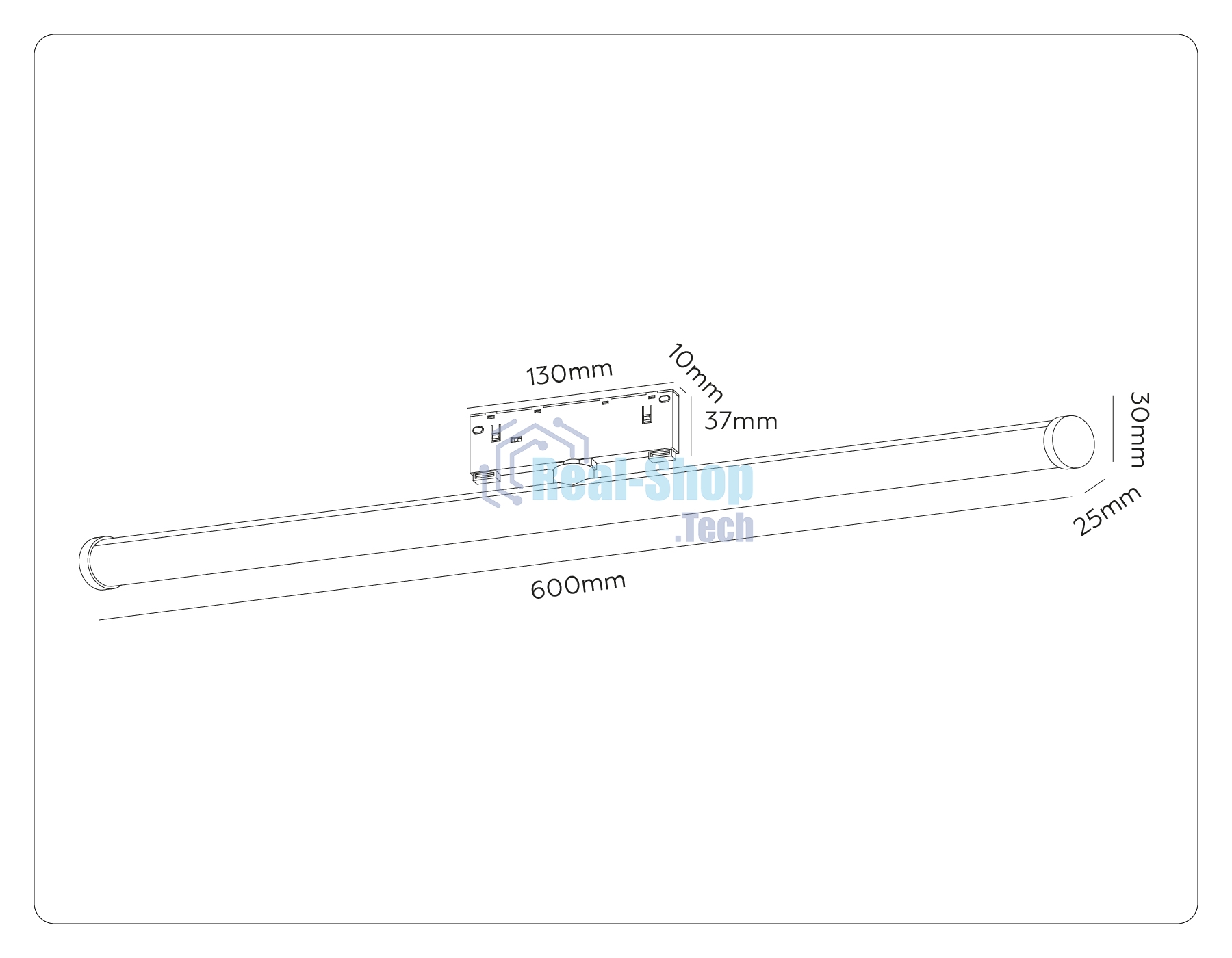Трековый светильник GL2375 BK черный IP20 20W 3CCT 3000-6400K 48V 600*25*73