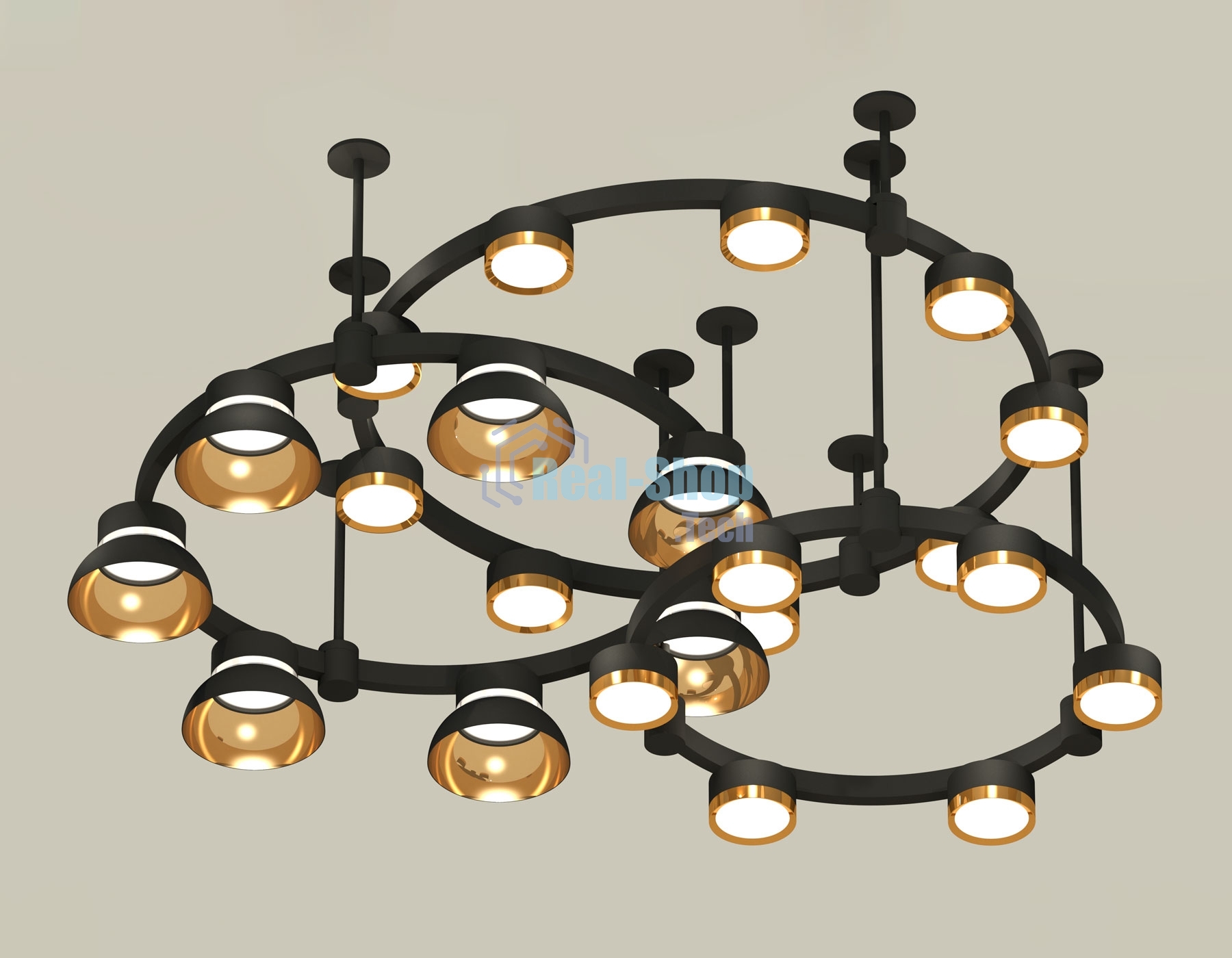 Светильник Ambrella light XR92222001/22 SBK/PYG/CL черный песок/золото желтое полированное/прозрачный GX53