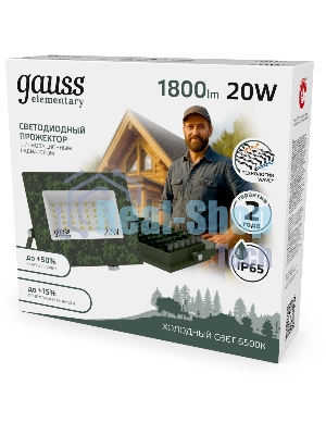 Прожектор уличный Gauss Elementary GFD002 светодиодный 20Втзеленый